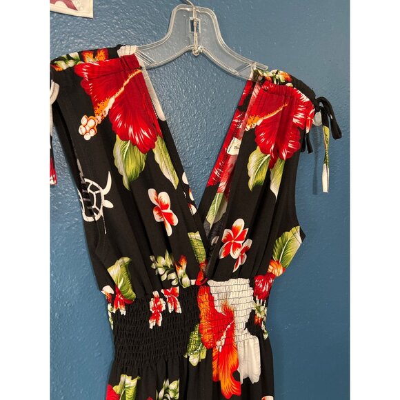 Steven Wear Hawaii Black Floral Sleeveless Dress Size S - Picture 2 of 6